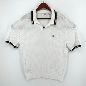 Original Penguin Munsingwear Polo Shirt Mens XL White Textured Grid Knit